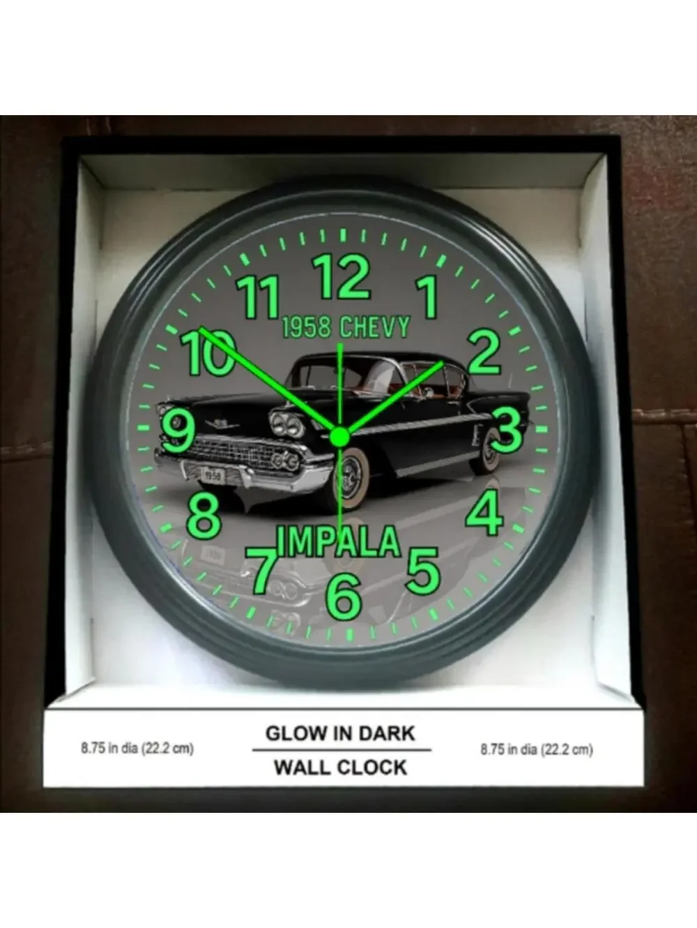 1958 Chevy Chevrolet Impala Glow In The Dark Wall Clock New!
